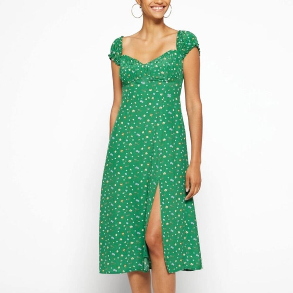 ASTR The Label Floral Sweetheart Puff Sleeve Dress Size Small